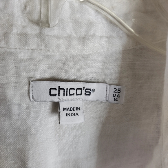 Chico's Linen Floral Fringe Shirt Sz M - Picture 6 of 10